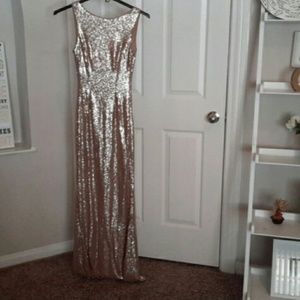 Lulus rose gold sequin maxi dress